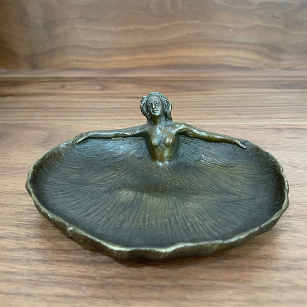 

bronze decorative woman bowl tray statue sculpture vintage art for home small, Silver