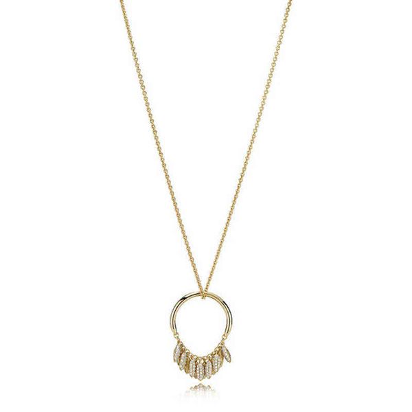 

new 925 sterling silver limited edition circle of seeds necklace shine gold & clear cz fit diy original fashion jewelry gift aa220315