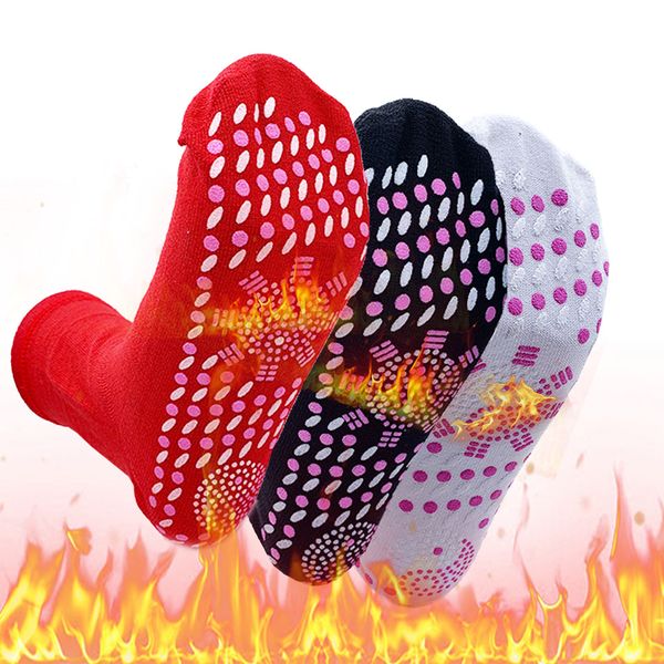 

self-heating magnetic socks insoles self heated socks tourmaline magnetic therapy winter warm massage sock women and men, White;pink