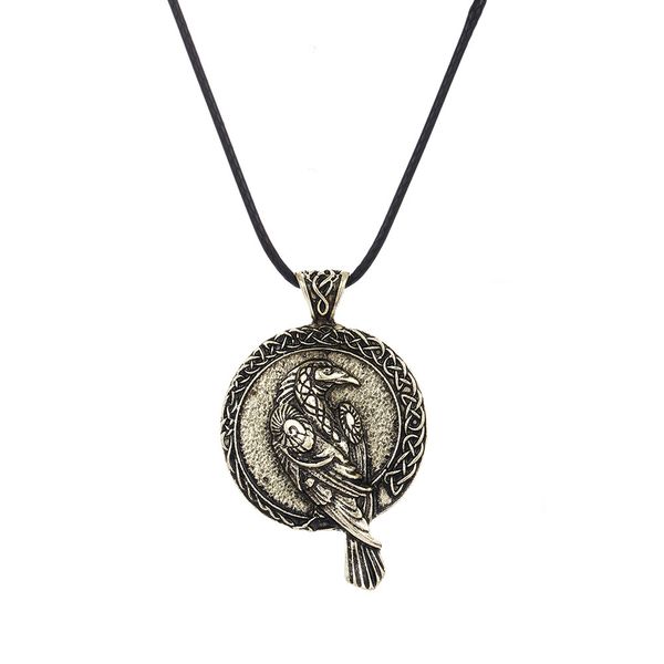 

nordic amulet necklace crow pendant men's and women's jewelry, Silver