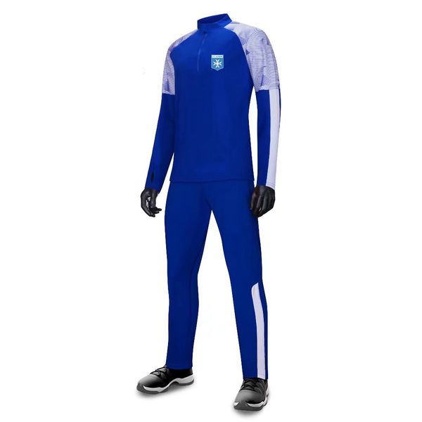 AJ Auxerre Uomo Bambino Set di tute per il tempo libero all'aria aperta Giacca da allenamento per sport invernali a maniche lunghe Abbigliamento sportivo caldo