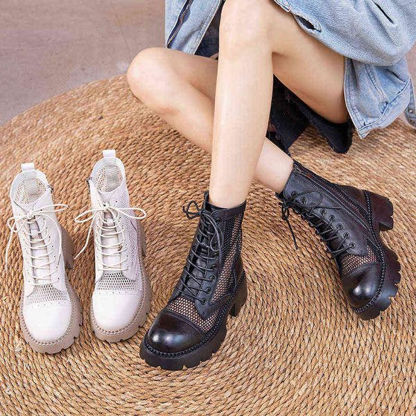 

ankle boots high heels fashion high chunky heeled sandals classic splicing mesh martin boots women platform shoes 220401, Black