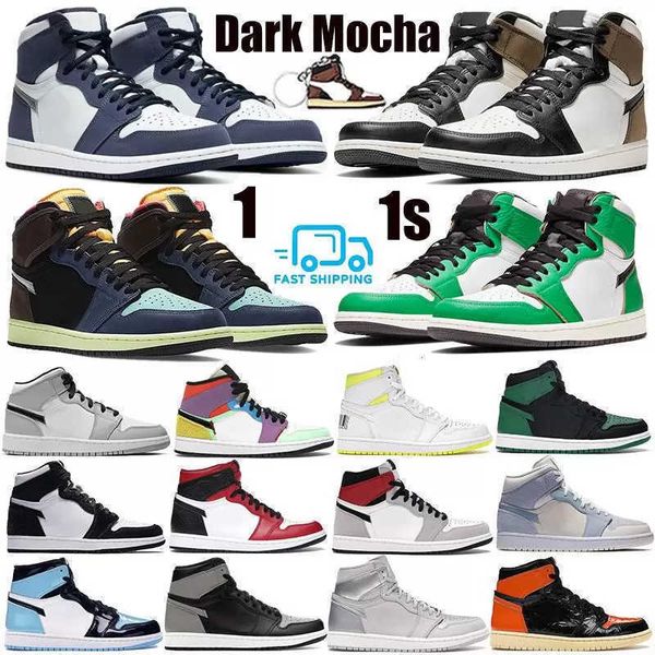 

basketball shoes 1 man woman mens sneakers 1s unc shadow hyper royal silver toe mocha bred patent university blue court purple bordeaux high, Black
