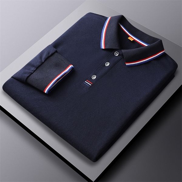 

spring autumn men cotton polo shirts t shirt men business t shirt long sleeve stand collar &tees polo shirt men 220408, White;black