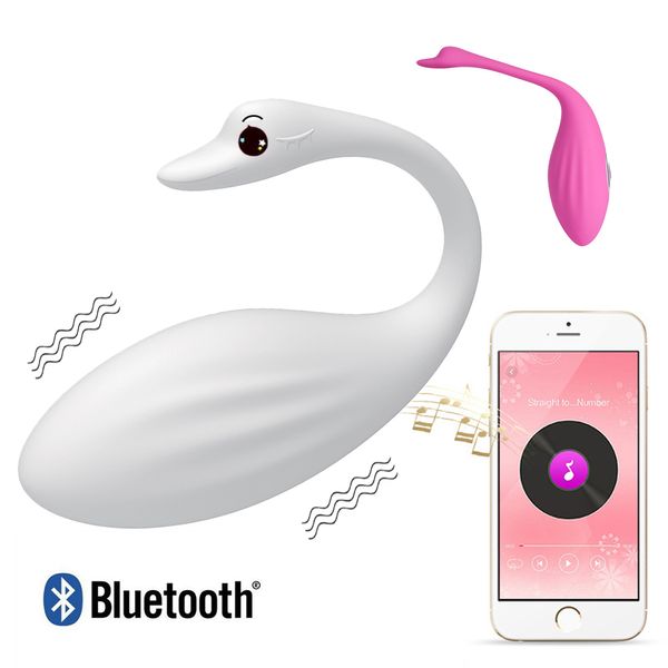 Силиконовый приложение вибрации формы силиконового лебедя Bluetooth Wireless Remote Control Massage 9 Speeds Game Sexy Toys для женщин для женщин.