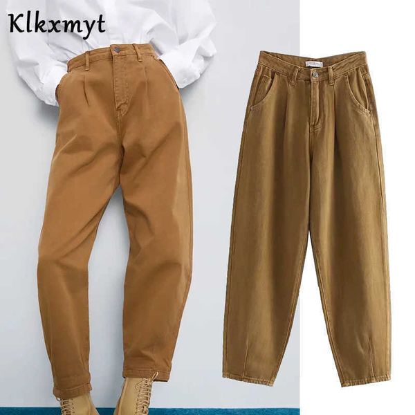 

klkxmyt za england fashion casual high street vintage pockets mom jeans woman waist loose wide leg for women 210527, Blue