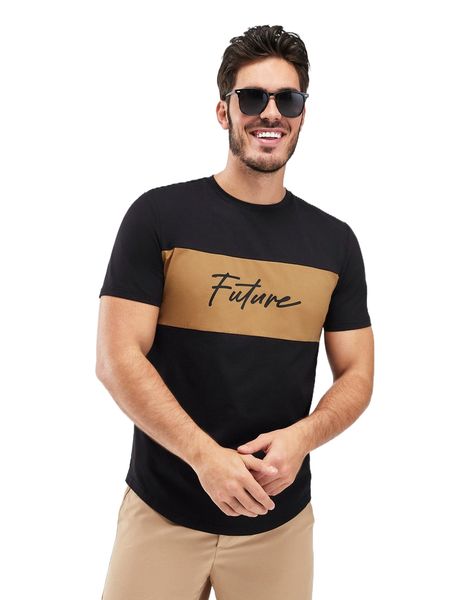 

men two tone letter graphic tee g91d#, White;black