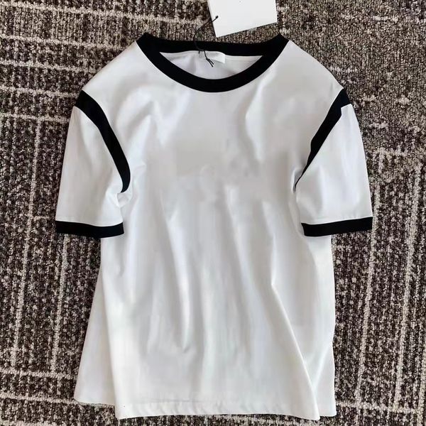 

women's t-shirt designer 2022 spring and summer new classic black white contrast color short sleeve solid pullover high-end loose cuff