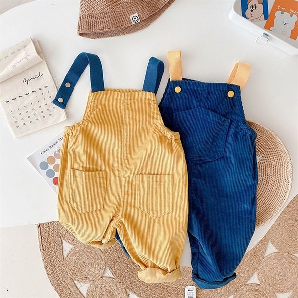 

milancel autumn kids pants corduroy boys jumpsuits girls overall 220808, Blue
