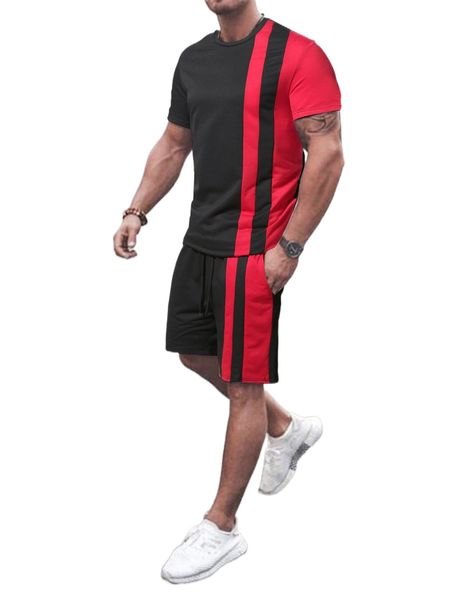 

men colorblock tee & shorts e9m1#, Gray