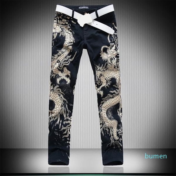 3D Wolf Dragon Leaperd Impresso Jeans Punk Rock Black Rock para homens calças de jeans trechos de jeans 2011113635