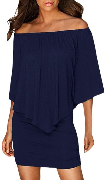

women off shoulder ruffles bodycon mini dress g3bp#, Black;gray