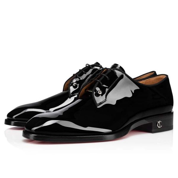 

luxury brands red bottom loafer mens dress shoe flats men's chambeliss velvet lace-up loafers patent reds sole oxfords business wedding, Black