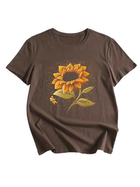 

romwe x tobefonseca sunflower print tee z3ad#, White