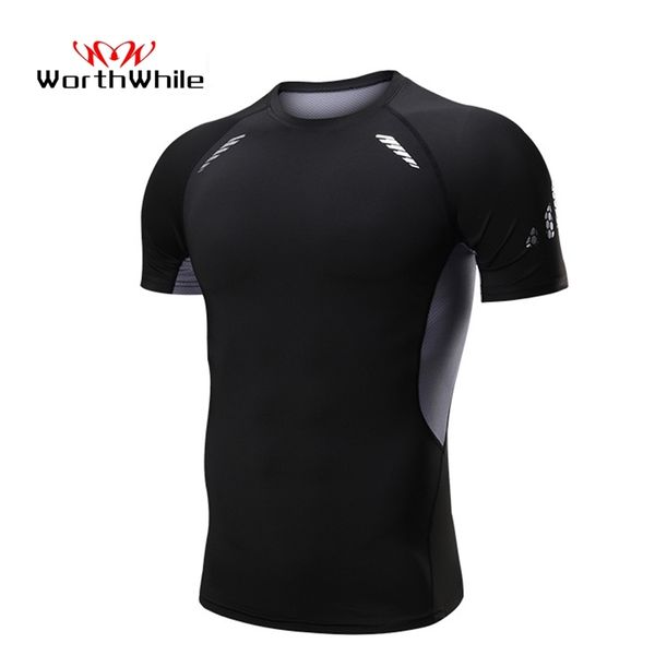 

worthwhile sports compression shorts sleeves tracksuit for men quick dry wear running suit jogging gym fitness workout clothes 220518, White;black
