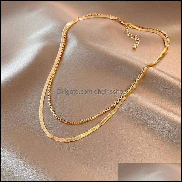 

chains necklaces pendants jewelry titanium steel necklace cold simple for women girls luxury metal double chain female jewelr dhqud, Silver
