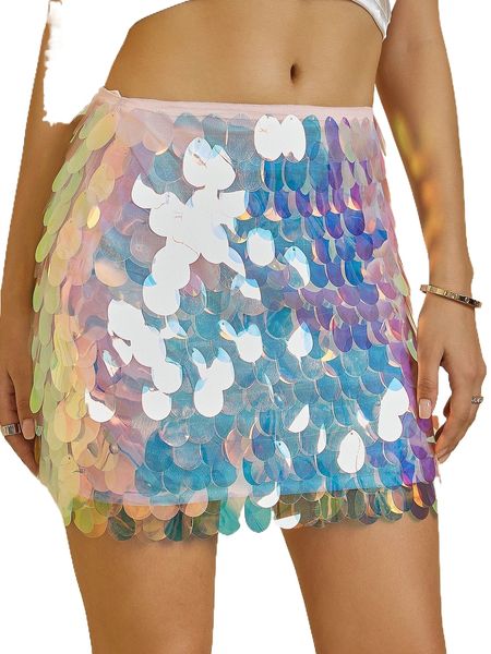 

unique21 mini sequin skirt j2cm#, Black