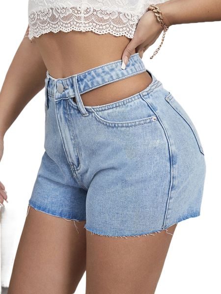 

sxy cut out side denim shorts c7do#, White;black