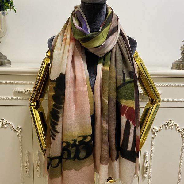 

women's scarf good quality100% cashmere material letters flowers pattern long scarves pashimna shaw size 210cm -100cm, Blue;gray