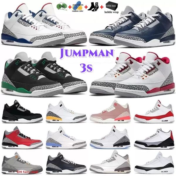 

jumpman 3 with box mens basketball shoes 3s georgetown midnight navy katrina laser orange unc throw line white cement sports trainers sneake