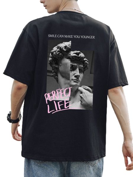 

men figure & slogan graphic tee m8ao#, White;black