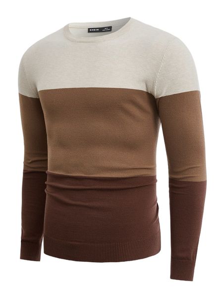 

men colorblock round neck sweater 91bh#, White;black