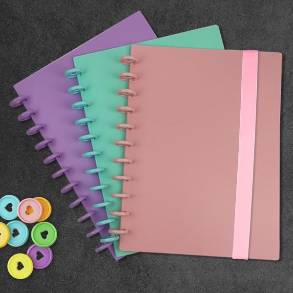 Блокноты грибные отверстия Переплет A4 Color Loose-Leaf Diary Book Cover с упругим ремешком 11 PCS Диски DIY сборка ноутбука.