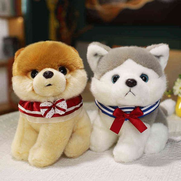 Simulazione cane peluche realistico barboncino Pomeranian Husky farcito animali morbidi bambola regali di compleanno di Natale per bambini J220704