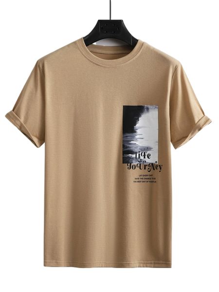 

men slogan & picture print tee 112x#, White;black