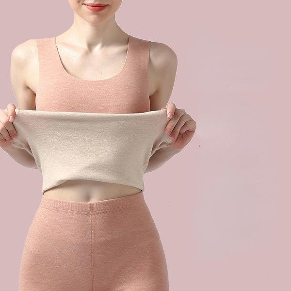 

double-sided german velvet seamless underwear self-heating thermal vest womens plus inner tight-fitting bottoming top, Black;pink