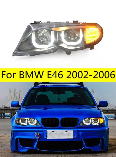 Автомобильные светодиодные фары для BMW E46, светодиодные фары 2002-2006, фары 320i 318i 325i, указатель поворота, дневные ходовые огни