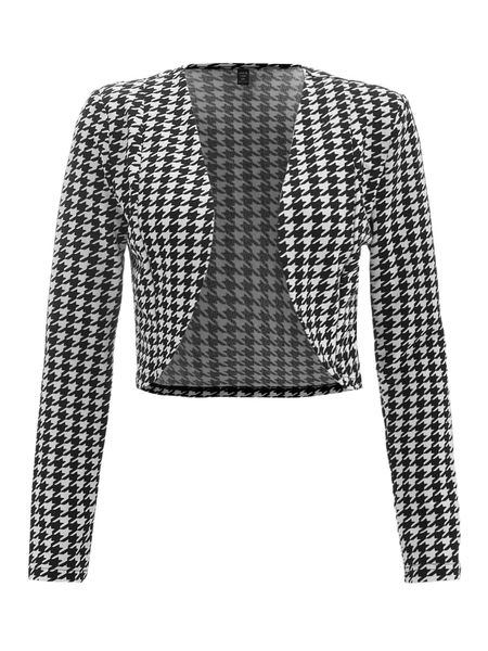 

plus houndstooth print open front jacket q27u#, Black