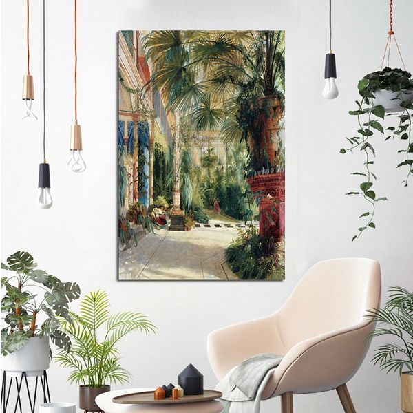 Sudeste Asiático Coconut Trees Arquitetura Paisagem Cuadros Poster Impressão Paintando imagem de parede moderna para sala de estar