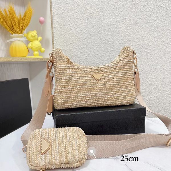 

designers bags women handbags large capacity messenger woven bag luxurys lady wallet handbag straw three in one underarm style very good 3 s