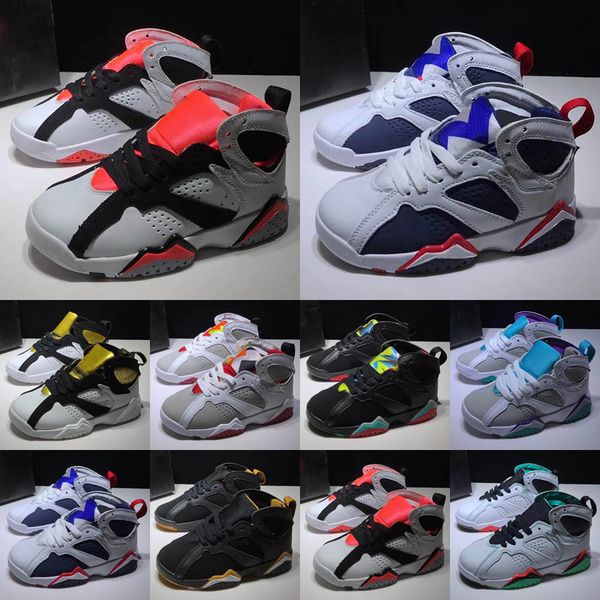 

designer kids shoes jumpman 7 sneakers children boys girls baby toddler 7s tennis infant running basketball white gray black athletic sports