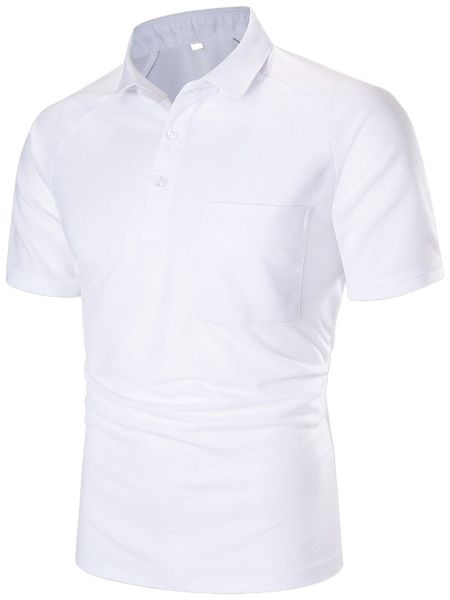 

men pocket patched raglan sleeve polo shirt 63qo#, White;black