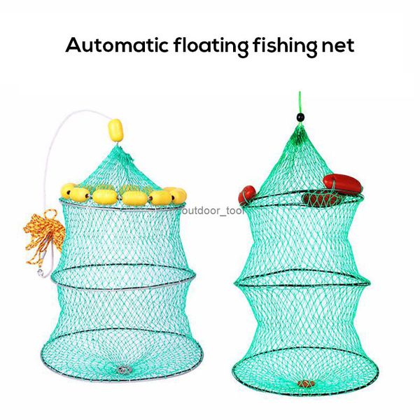 Автоматическая плавающая рыболовная сетка складная клетка крабов крабов Crawdad Crimp Minnow Trap Trap Pisy Fit Portable Foldable Fishing Network