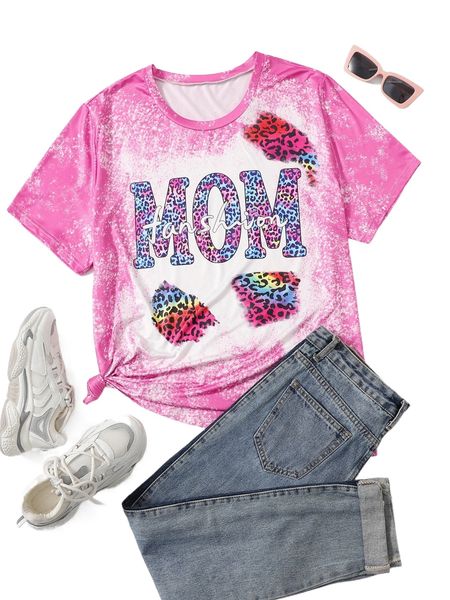 

plus letter & leopard print tee p9oc#, Black