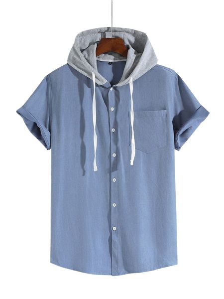 

men one pocket front drawstring hooded shirt without tee u48y#, White;black