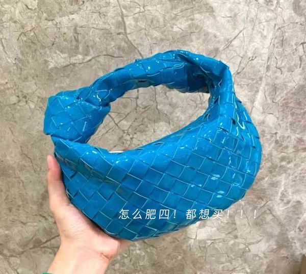 

designer handbags bottegav venetas 2023 mini jodie patent leather woven knot underarm blue bag tz3v lup0