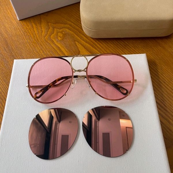 

pilot sunglasses 145 gold flash peach lens extra interchangeable lens women sun glasses sonnenbrille wrap occhiali da sole uv eyewear with b, White;black