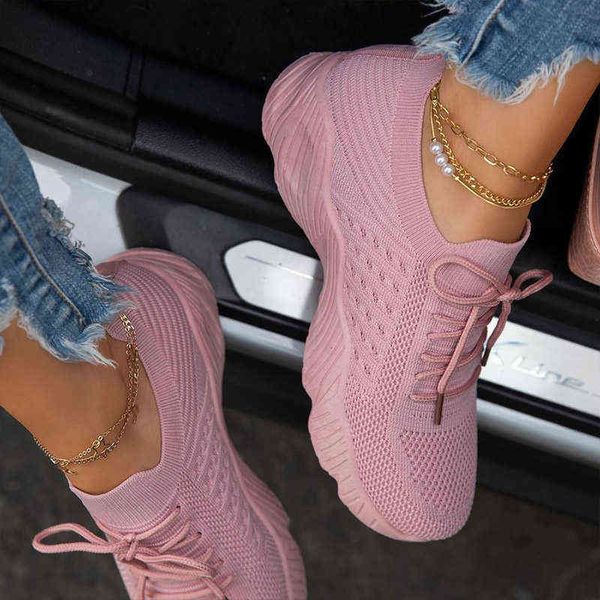 

sneakers 2022 summer fashion women lace up women casual shoes outdoor platform sneakers solid color footwear zapatillas mujer y220526, Black
