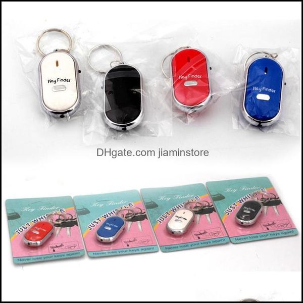 Keychains Acessórios de moda LED LOCAL LOCALIZADOR DE LOCUPADORES Encontre as chaves perdidas Keychain Whistle Som Control Rings Momen Homens Jóias Deld Deliv