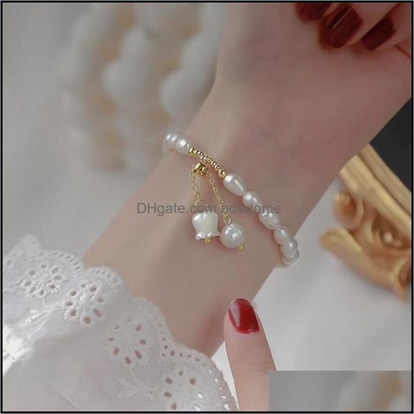 

charm bracelets sier colortassel natural freshwater pearl bracelet for wo dhfui, Golden;silver