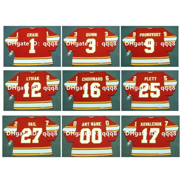 Vintage CCM Atlanta Hockey Jersey 1 Jim Craig 3 Pat Quinn 9 Jean Pronovost 12 Tom Lysiak 16 Guy Chouinard 25 Willi Plett 27 Eric Vail