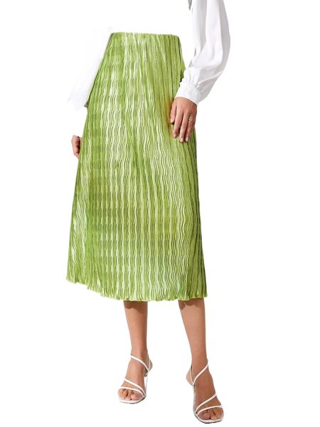 

high waist textured skirt 99fl#, Black