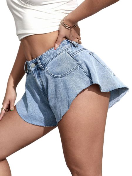 

sxy raw cut wide leg denim shorts s0ae#, White;black