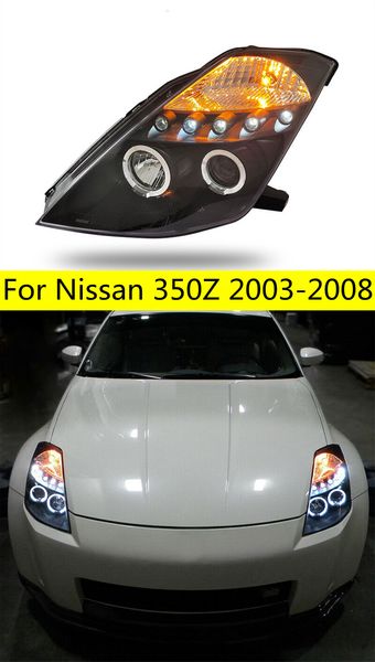 

cars headlight for nissan 350z 2003-2008 headlights led 350-z drl running lights bi-xenon beam fog lights angel eyes