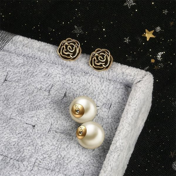 

20% off 2022 new jewelry home new pearl net red same black rose fashion temperament earrings, Golden