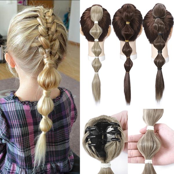 

costume accessories synthetic 18inch bubble claw on ponytail extension long straight fashionable hairpiece hair accessories for women, Silver